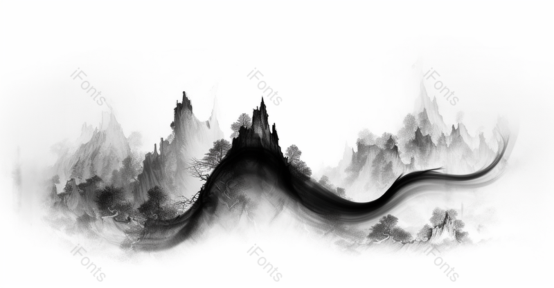 临摹山体树枝自由流体山脉创意水墨画,插画/手绘图,插画/手绘图库,插画/手绘图下载,插画/手绘